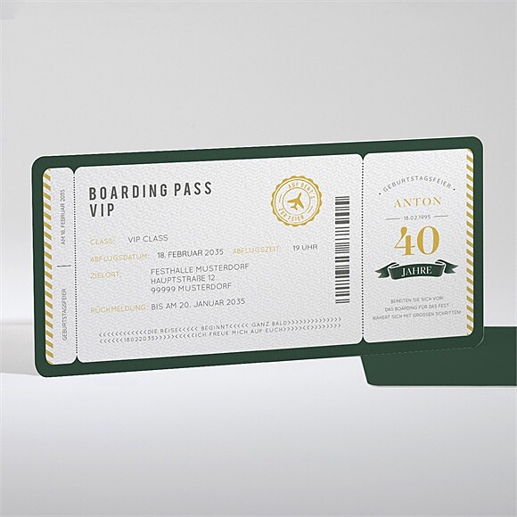 Geburtstagseinladung Boarding-Pass 40 Jahre ref.N131166