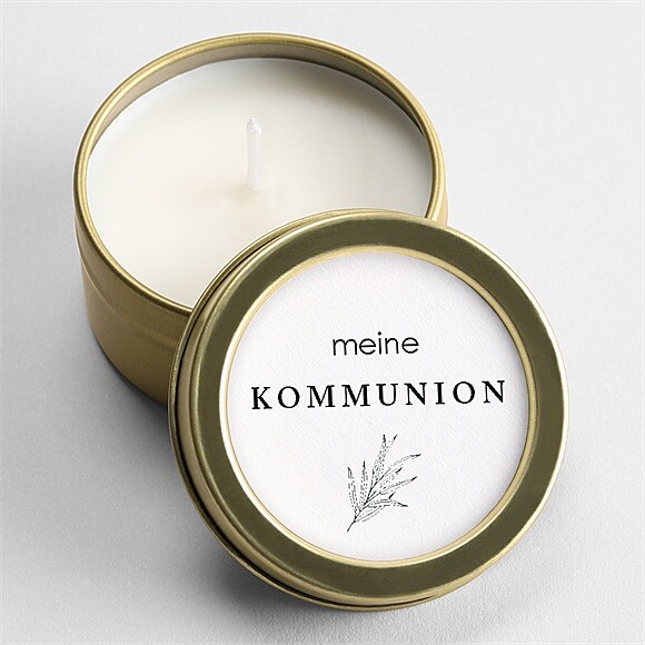 Kerze Kommunion Blätterzeichnung ref.N360546