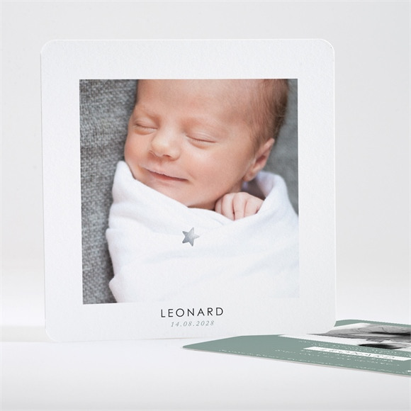 Geburtskarte Polaroid Graugrün ref.N35108