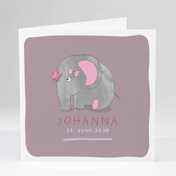 Geburtskarte Rosa Elefant ref.N45102