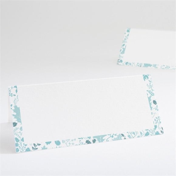 Tischkarte Taufe Blumenhaus blau ref.N440594