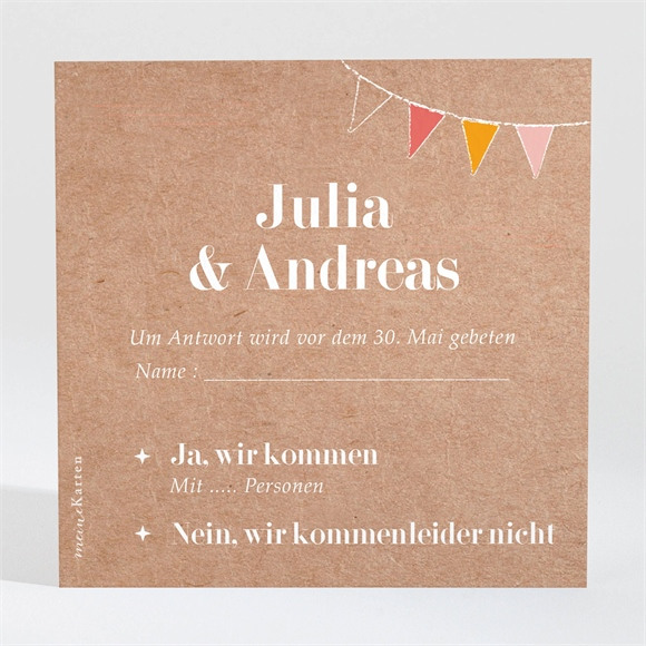 Antwortkarte Hochzeit Fahnen ref.N3001360