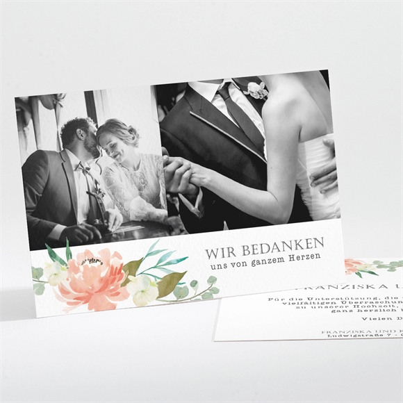 Dankeskarte Hochzeit Romantische Rosen ref.N111193