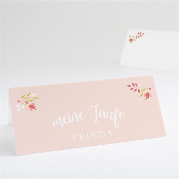 Tischkarte Taufe Zarte rosa Blumen ref.N440661