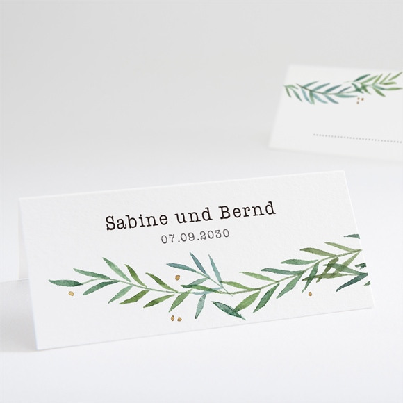Tischkarte Hochzeit Zarte Blätterranke ref.N440693