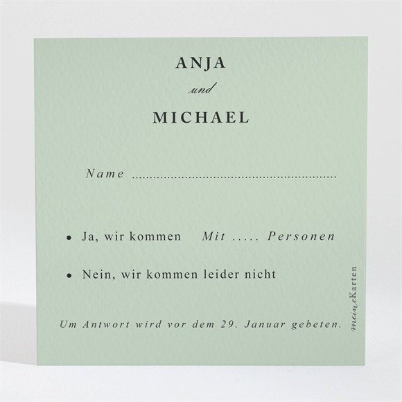 Antwortkarte Hochzeit Mandelgrün ref.N3001559