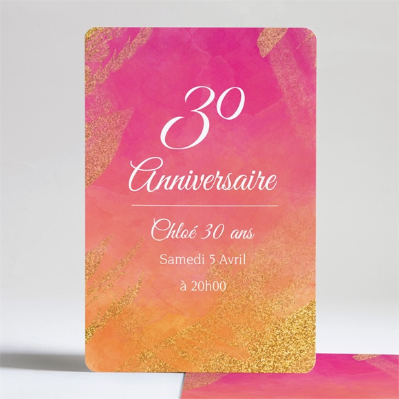 Carte Invitation Anniversaire Adulte 30 ans dorés