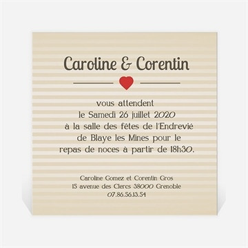 Carton d'invitation mariage réf. N30025
