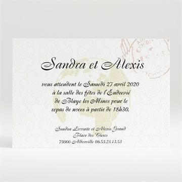 Carton d'invitation mariage réf. N120179