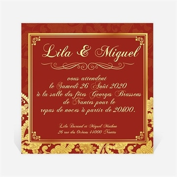 Carton d'invitation mariage réf. N30092