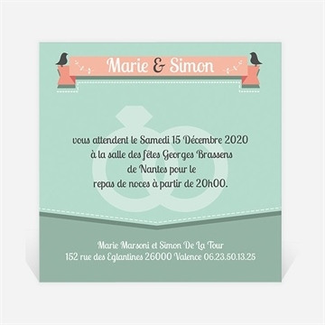 Carton d'invitation mariage réf. N30094