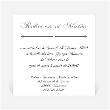 Carton d'invitation mariage réf. N30097