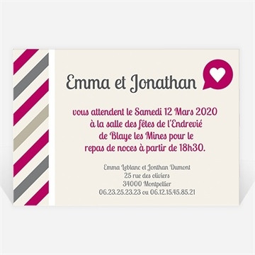 Carton d'invitation mariage réf. N120185