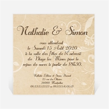 Carton d'invitation mariage réf. N300114