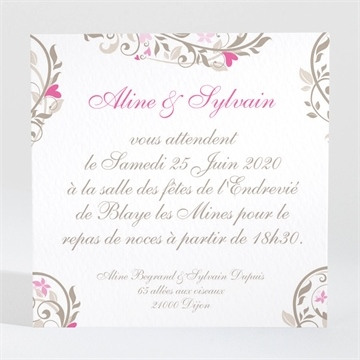 Carton d'invitation mariage réf. N300116