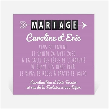 Carton d'invitation mariage réf. N300132