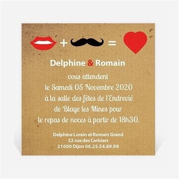 Carton d'invitation mariage réf. N300133