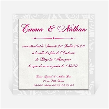 Carton d'invitation mariage réf. N300150