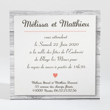 Carton d'invitation mariage réf. N300161
