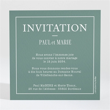 Carton d'invitation mariage réf. N3001585