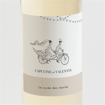 Etiquette bouteille de vin ou champagne pour votre mariage - vélo