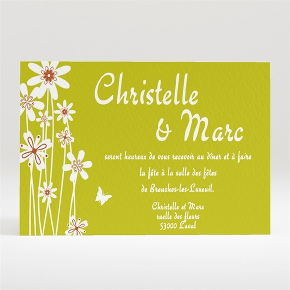 Carton d'invitation mariage Marguerite de l'Amour réf.N12034
