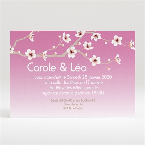 Carton d'invitation mariage Jolie carte invitation mariage réf.N12095