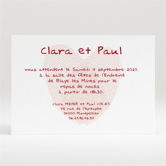 Carton d'invitation mariage Faire part Rouge et blanc réf.N120111