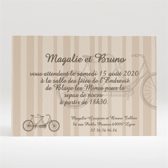 Carton d'invitation mariage Vélo vintage réf.N120124