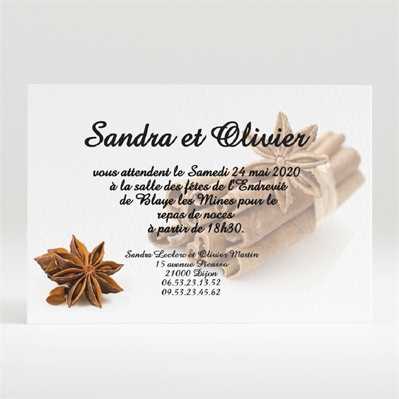 Carton d'invitation mariage Etoiles anis réf.N120117