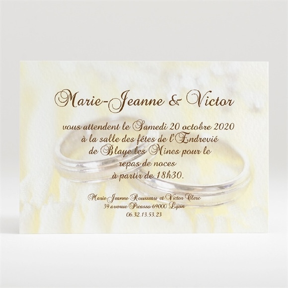 Carton d'invitation mariage Alliances réf.N120132