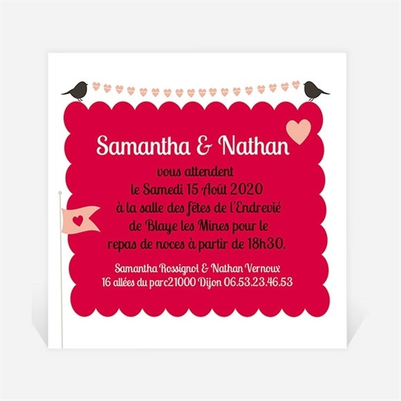 Carton d'invitation mariage L'enclos de notre Amour réf.N300102