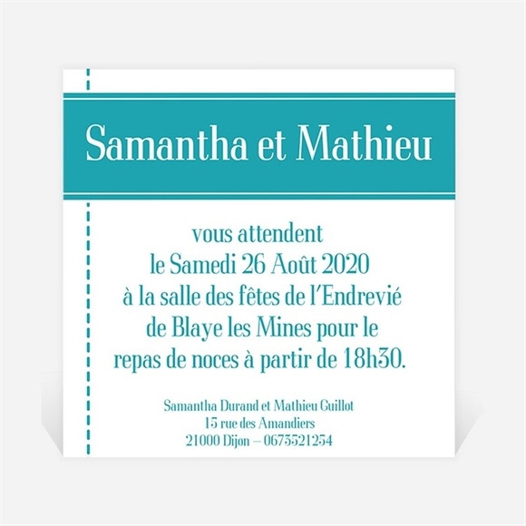Carton d'invitation mariage Pour la Vie réf.N300105