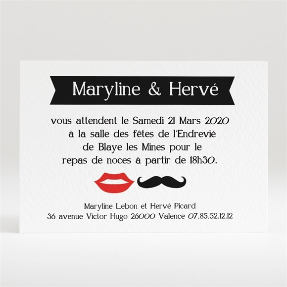 Carton d'invitation mariage Humouristique tendance photo réf.N120186