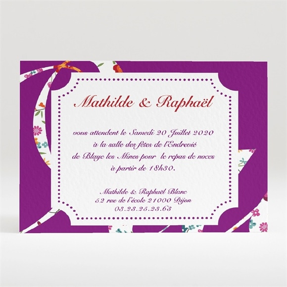 Carton d'invitation mariage Oui en fleurs photos réf.N120191