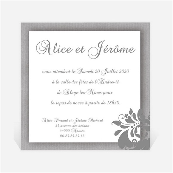 Carton d'invitation mariage Coeur floral réf.N300149