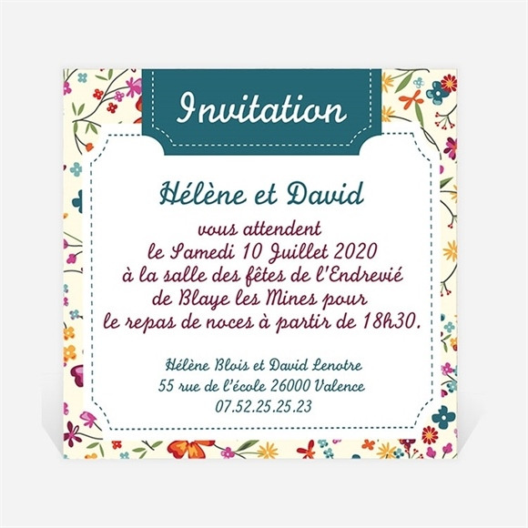 Carton d'invitation mariage Liberty fruité réf.N300155