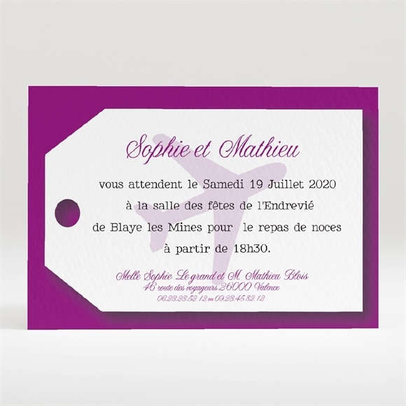 Carton d'invitation mariage Air Union réf.N120195