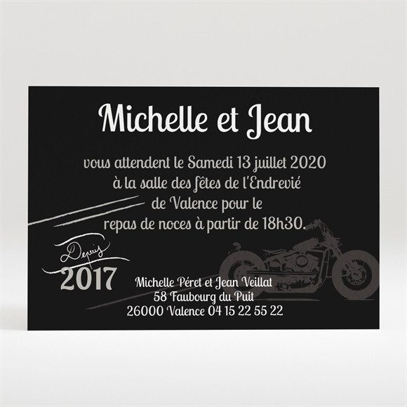 Carton d'invitation mariage Amour et Vitesse réf.N120233