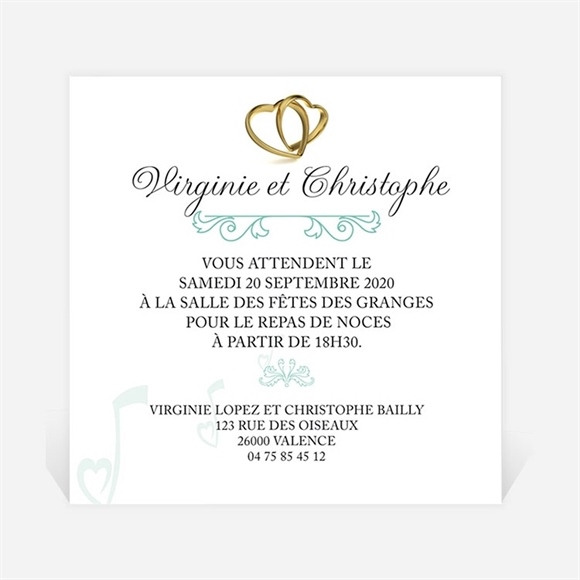 Carton d'invitation mariage Belle Sérénade réf.N300316