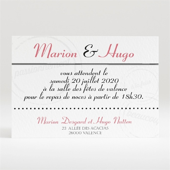 Carton d'invitation mariage Photomaton et tampons réf.N120305