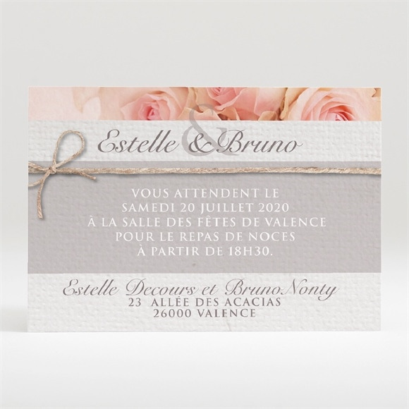 Carton d'invitation mariage Jeu de fleurs et textures réf.N120306