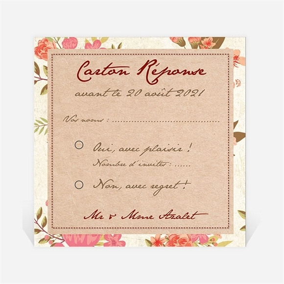 Carton réponse anniversaire de mariage Carte invitation classique réf.N300470