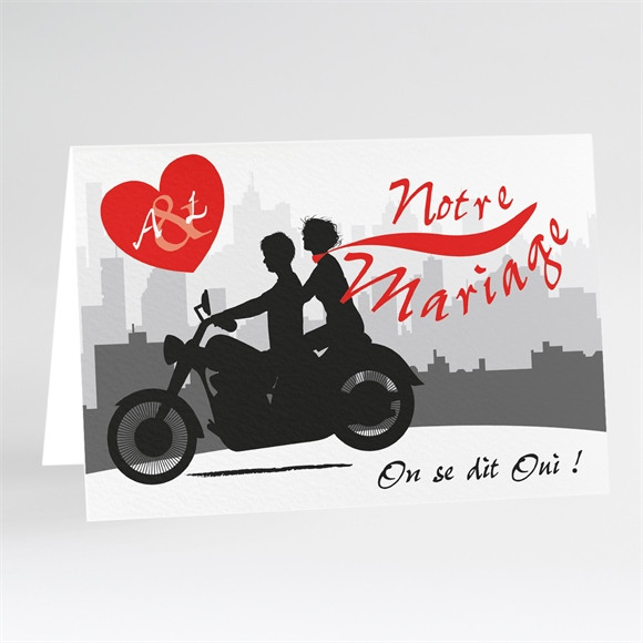 Faire-part mariage Romantisme à moto réf.N401517