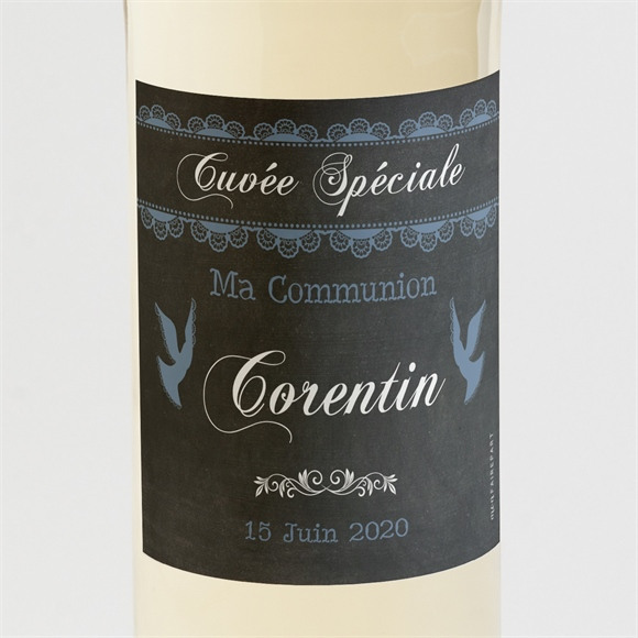 Etiquette de bouteille communion Mon ange bleu réf.N300521