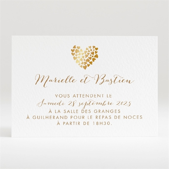 Carton d'invitation mariage Coeur doré réf.N120310