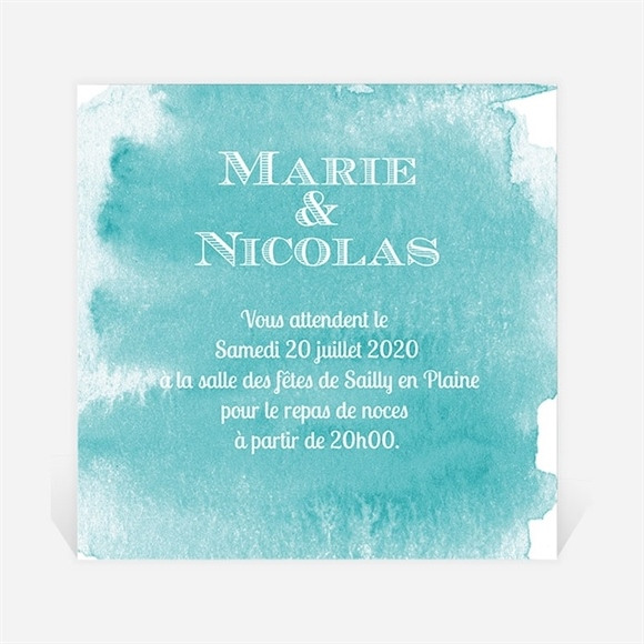 Carton d'invitation mariage Touche d'aquarelle réf.N300758