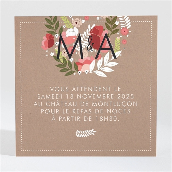 Carton d'invitation mariage Esprit campagne chic réf.N300761