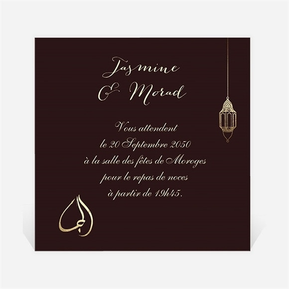 Carton d'invitation mariage Mille et une Nuits réf.N300880