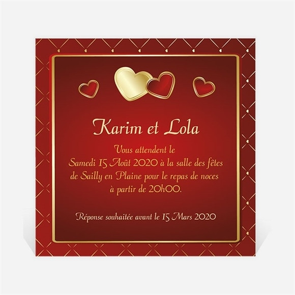 Carton d'invitation mariage Romantique et festif réf.N300989